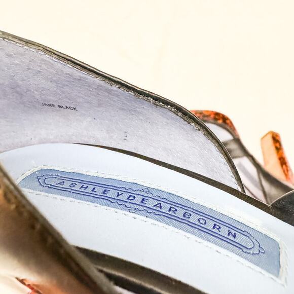 Ashley Dearborn Jane Black Platform Sandal Patterned Heel Size 37.5 NWOB - Picture 4 of 7